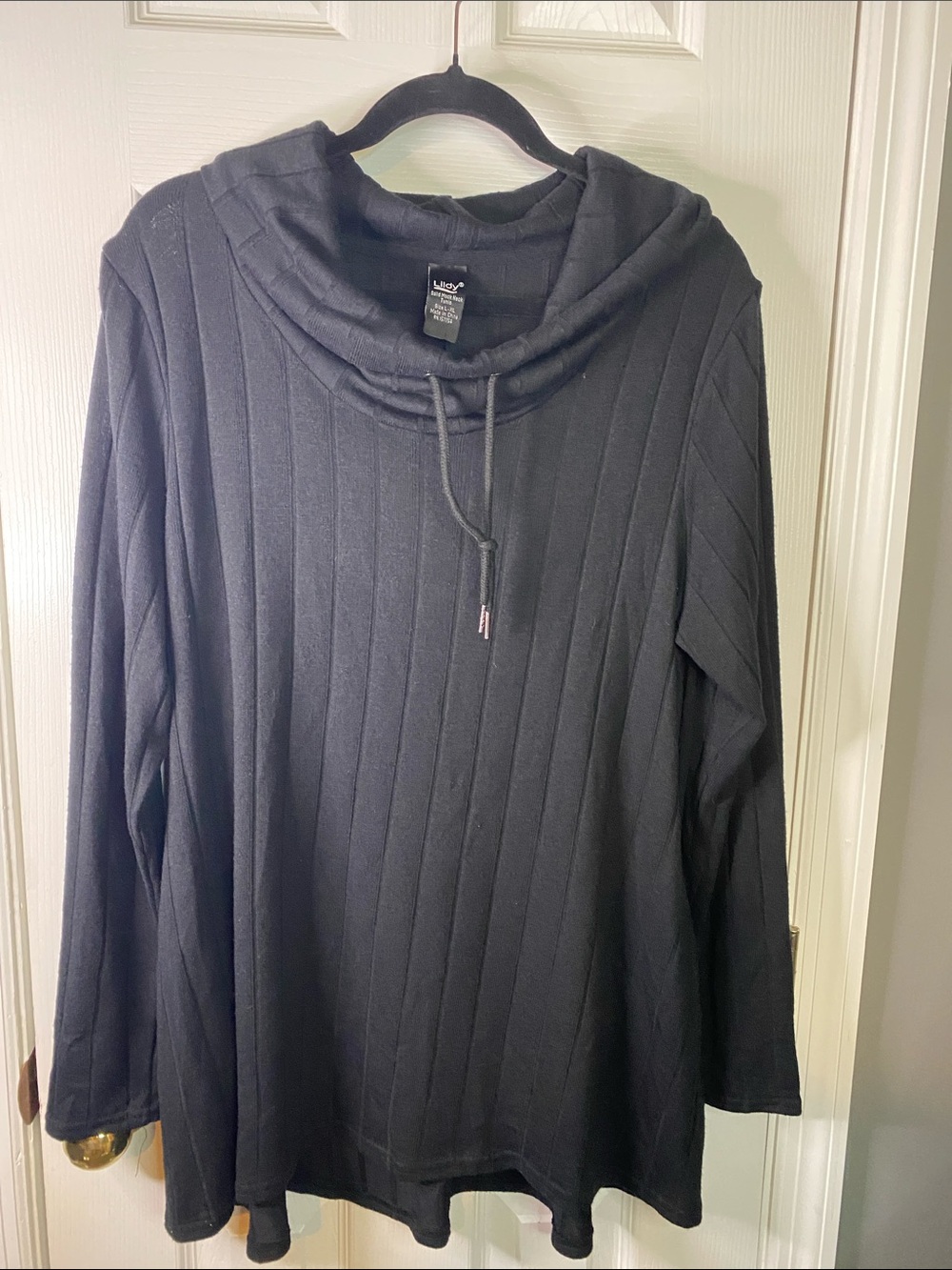 Lildy oh Black Ribbed Cowlneck Crewneck Sweater Dress Size Large/ XLarge.